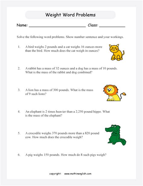 Mass And Weight Problems With Answers