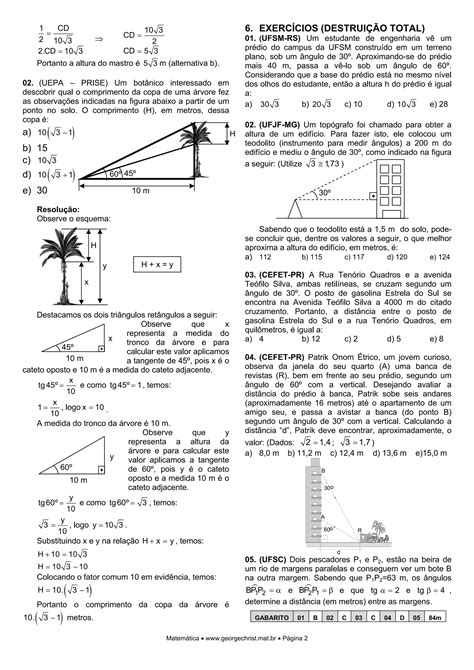 Razões Trigonométricas No Triângulo Retângulo Exercícios