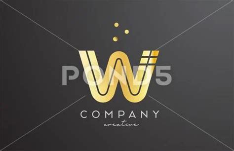 Gold Golden W Alphabet Letter Logo With Dots Corporate Creative