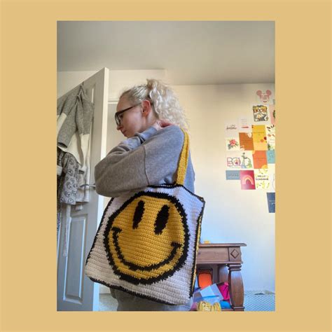Smiley Face Bag Handmade Tote Bag Cute Tote Bag Summer Etsy