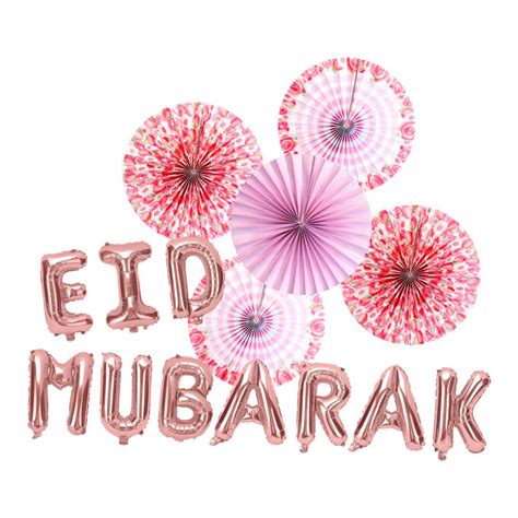 Floral Paper Fans Rose Gold Foil Eid Mubarak Cazaar