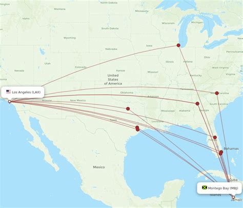 All flight routes from Los Angeles to Montego Bay, LAX to MBJ - Flight ...