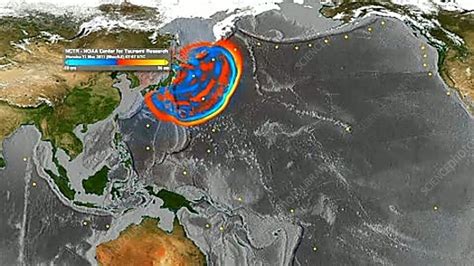 Japan Tsunami Wave Propagation 2011 Stock Video Clip K0028540