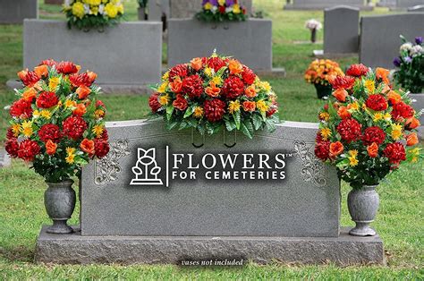 Artificial Cemetery Flowers Realistic Vibrant Roses Outdoor Grave