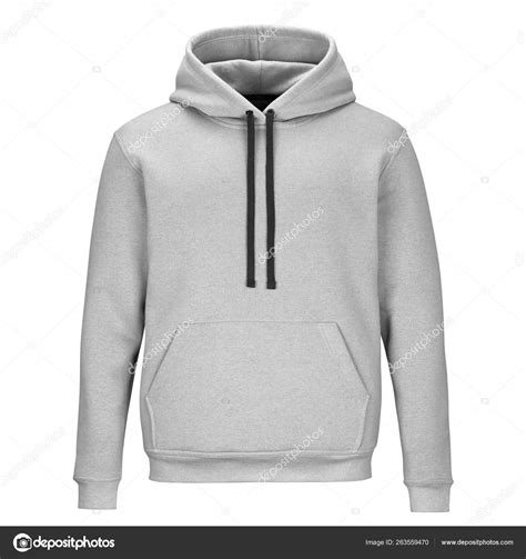 Front Grey Sweatshirt Hood Isolated White Background — Stock Photo