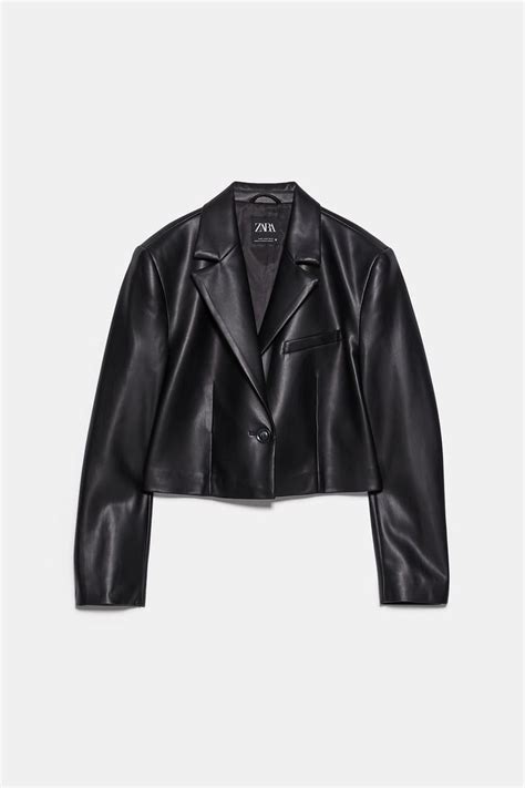 Faux Leather Cropped Blazer Zara United States Fashion Fashion