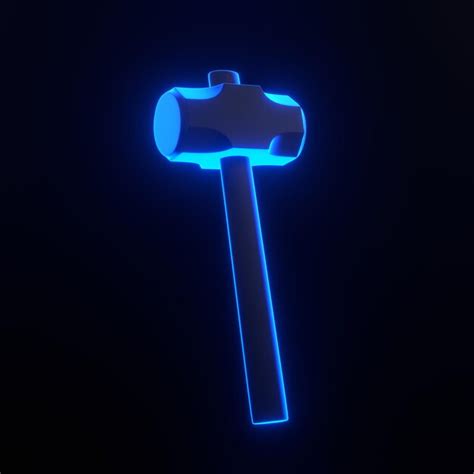 Premium Photo Hammer With Bright Glowing Futuristic Blue Neon Lights