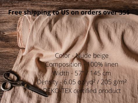 Linen Fabric Nude Beige Linen Fabric By The Yard Or Meter Etsy