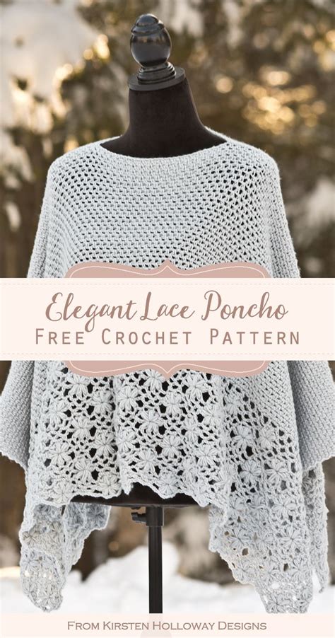 Frost Petals Lace Poncho Sizes Free Crochet Pattern Kirsten Holloway