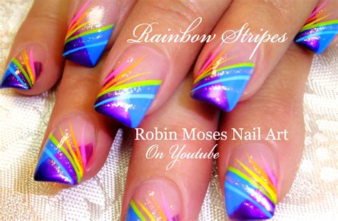 Robin Moses Nail Art Striped Chevron Tipped Nail Art How To Stripe