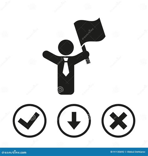 Man With Flag In Hand Icon Stock Vector Illustration Flat Design Stock