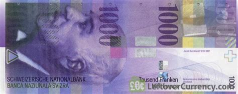 1000 Swiss Francs Jacob Burckhardt 8th Series Exchange Yours