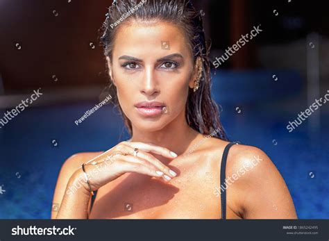 Portrait Beautiful Sexy Brunette Girl Black Stock Photo Shutterstock