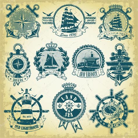 Labels With Nautical Theme Stock Vector Konahinab 47308777