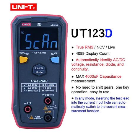 Uni T Mini Digital Multimeter Auto Range Ut D Ebtn Color Screen