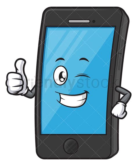 Cell Phone Character Winking Cartoon Clipart Vector - FriendlyStock