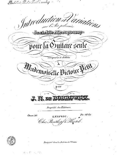 Bobrowicz Johann Nepomuk Von Introduction Et Variations Sur L Air