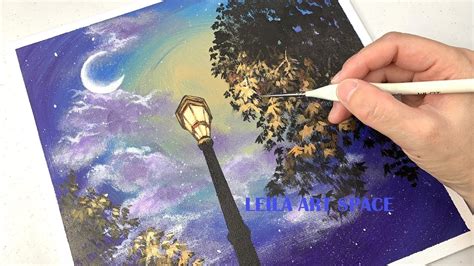 Night Street Lamp Painting Street Lamp Painting Street Lamp Post Art