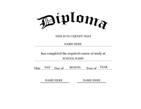 Free High School Diploma Templates Of Template Blank
