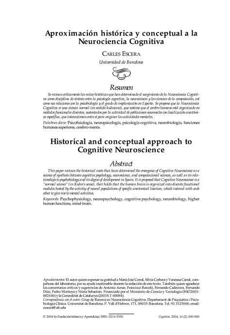 U1 Escera 2004 Aproximación histórica y conceptual a la Neurociencia