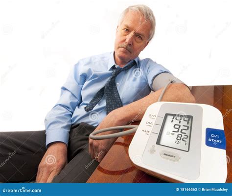 Worried Senior Man With High Blood Pressure Stock Image Image Of