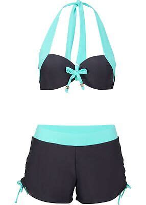 Balconette Bikini Set Gr 36 Cup 70 B Antrasitt Mint Bademode