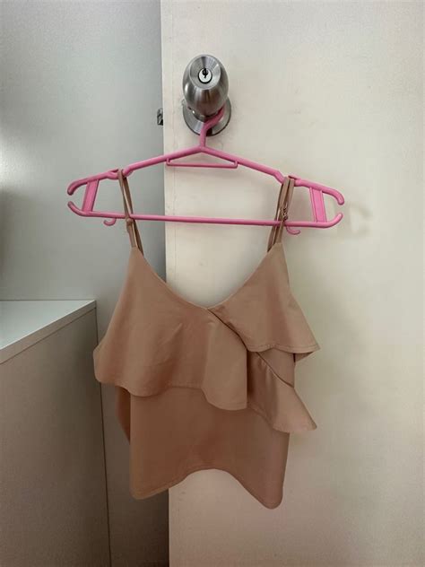 H M Nude Pink Ruffle Top On Carousell