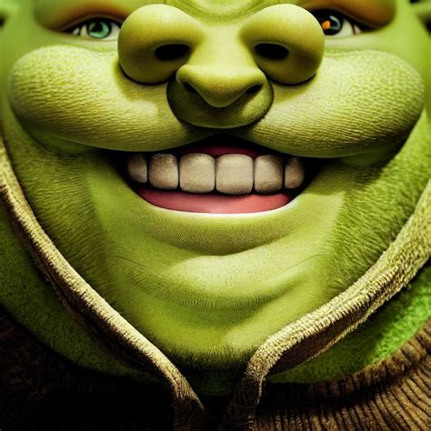 Premium AI Image | A close up of a face of a shrek