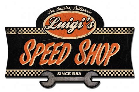 Speed Shop Metal Sign Personalized 23 X 15 Inches