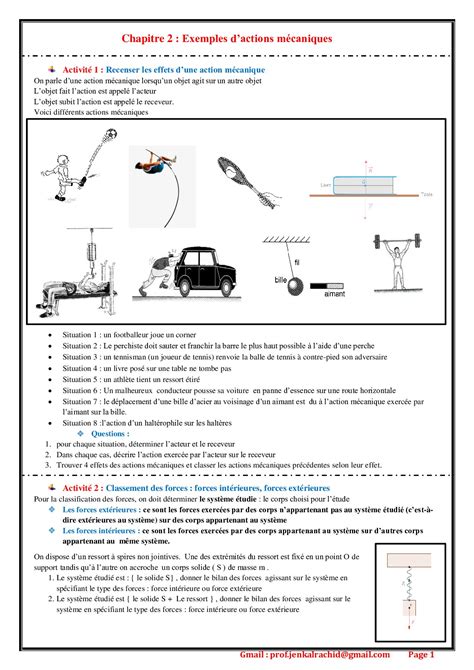 Exemples dactions mécaniques Activités 3 AlloSchool