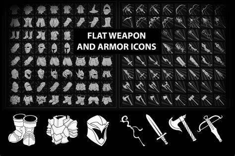 Flat Weapon And Armor Icons 2d 아이콘 Unity Asset Store