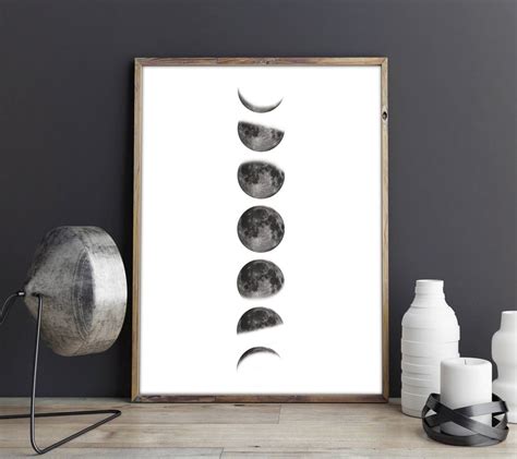 Moon Print Moon Poster Moon Phases Moon Phase Poster Moon Etsy