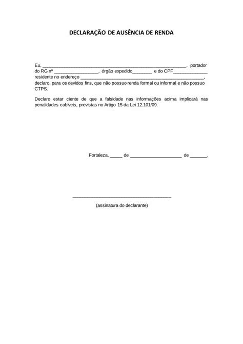 Pdf Declara O De Aus Ncia De Renda Fate Edu Brfate Edu Br