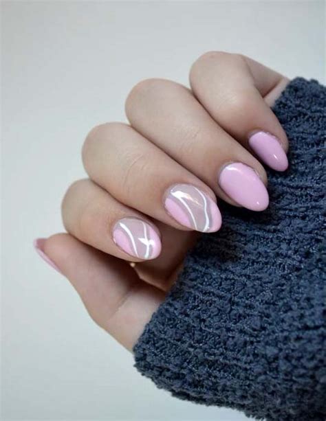 Light Pink Nails With White Lines Design – Vibrant Guide