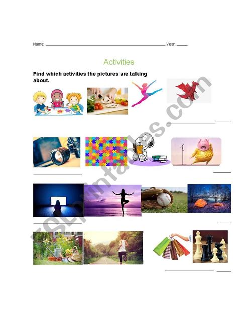 Activities Esl Worksheet By Sofia98