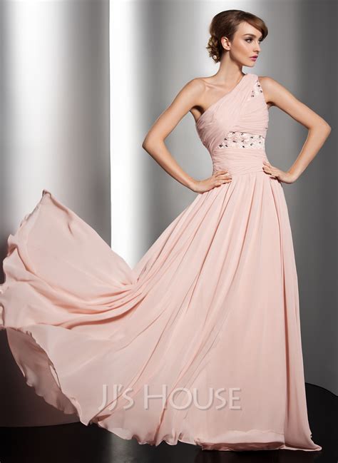 A Linie Princess Linie One Shoulder Träger Bodenlang Chiffon Festliche