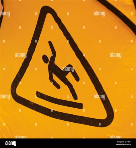 Wet Floor Sign Yellow Triangle Warning Sign With Man Slips Icon Inside