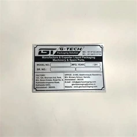 Aluminum Industrial Nameplate At Rs Piece Aluminium Name Plates In