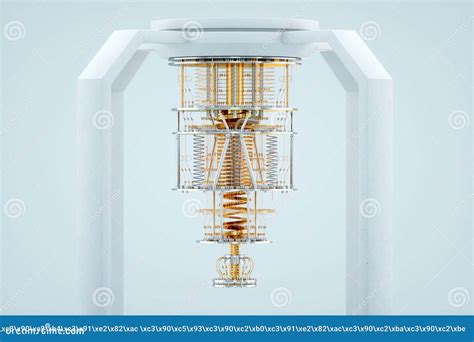 Quantum Computer Gold Silver Mechanism Isolated On White Background