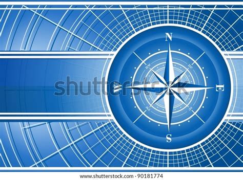 Blue Background Compass Rose Vector Eps Stock Vector Royalty Free