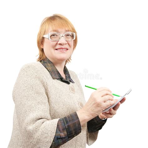 Senior Woman Writing On A Papers Stock Photo Image Of Beautiful