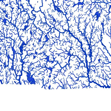 Massachusetts Rivers Map Art Print: Detailed Waterways (digital