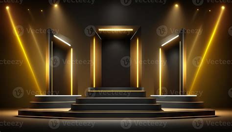 Stage podium with lighting, stage podium scene with for award ceremony ...