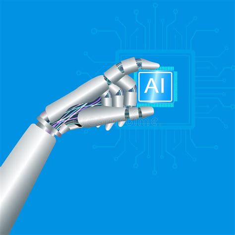 Artificial Intelligence An Andriod Robot Hand Holds An Artificial