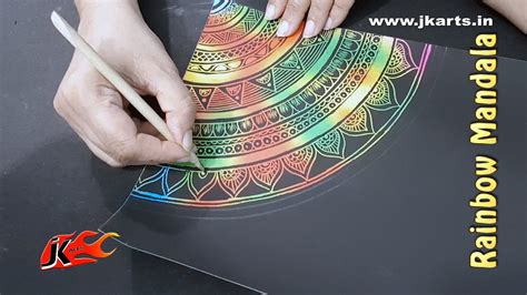 Rainbow Mandala On Scratch Paper Simple And Easy Satisfying Video