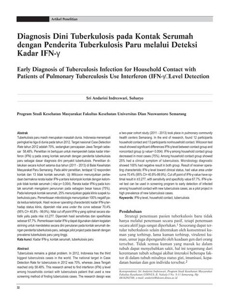 Pdf Diagnosis Dini Tuberkulosis Pada Kontak Serumah Dengan Dokumen Tips