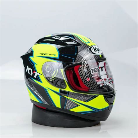 Jual HELM KYT RC SEVEN MOTIF SERI 16 YELLOW FLUO GUNMETAL BLACK HELM