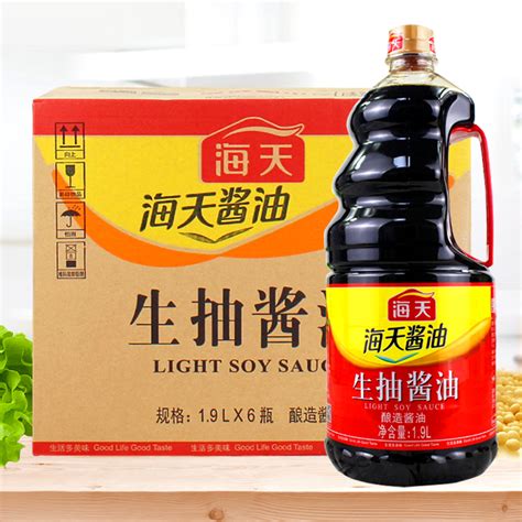 海天生抽酱油1 9l 6瓶整箱商用炒菜提鲜调味料家用大瓶装酿造酱油 虎窝淘