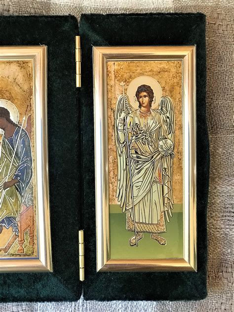 Icon holy Trinity icon of Andrei Rublev. Triptych Icon in Velvet. Home ...