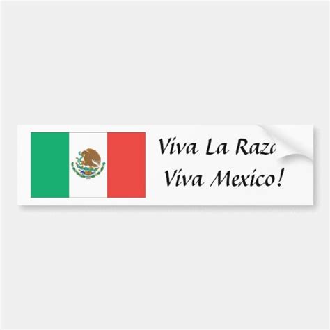 Mexican Flag Viva La Raza Viva Mexico Bumper Sticker